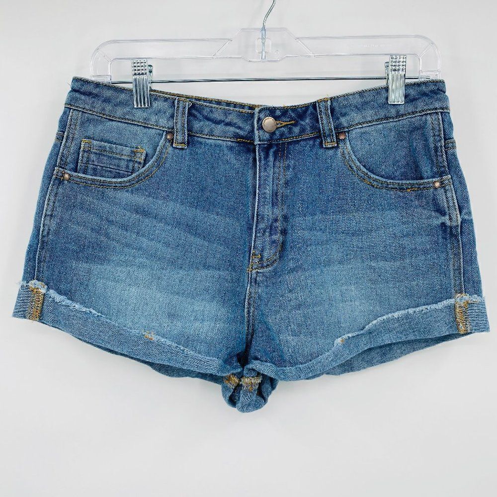 Kendall & Kylie Size 29 Light Wash Cuffed High Rise Denim Shorts